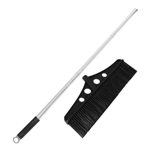 Detachable Outdoor Broom with Handle Heavy Duty Garden Sweeper for Efficient Cleaning of Patios Garages and Courtyards Stainless Steel and Bristle Brush