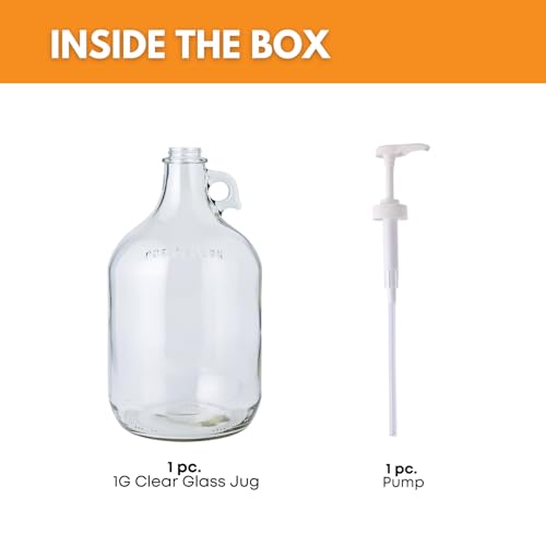 Fastrack 1 Gallon Glass Jug Laundry Detergent Dispenser | Airtight Screw-Top Pump Container | Non-Slip Base | Detergent Pump Dispenser or Syrup Pump Dispenser | Eco Friendly Food Grade - size: 1 Gallon - 1 Pack