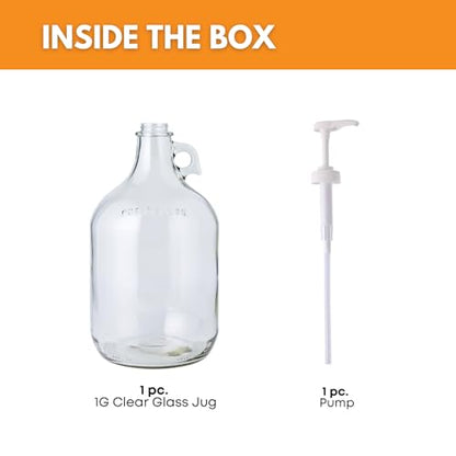 Fastrack 1 Gallon Glass Jug Laundry Detergent Dispenser | Airtight Screw-Top Pump Container | Non-Slip Base | Detergent Pump Dispenser or Syrup Pump Dispenser | Eco Friendly Food Grade - size: 1 Gallon - 1 Pack