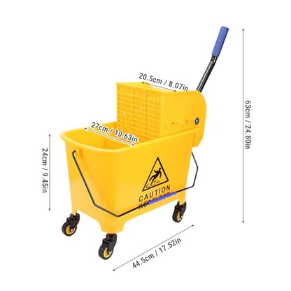 20l Commercial Mop Bucket, Heavy Duty Side Press Wringer High Strength Bucket, 360 Rotating Wheels with Handle, Ideal for Floor Cleaning in Restaurants, Offices &