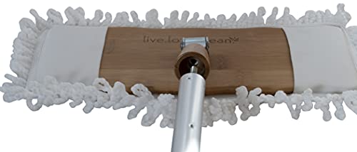 Harper Live.Love.Clean. Bamboo 2-in-1 Smooth Surface Wet/Dry Dust Mop with (2) Washable Wraparound Pads for Cleaning Dust, Pet Hair & Fine Dry Dirt - style: Bamboo Household Wet/Dry Mop