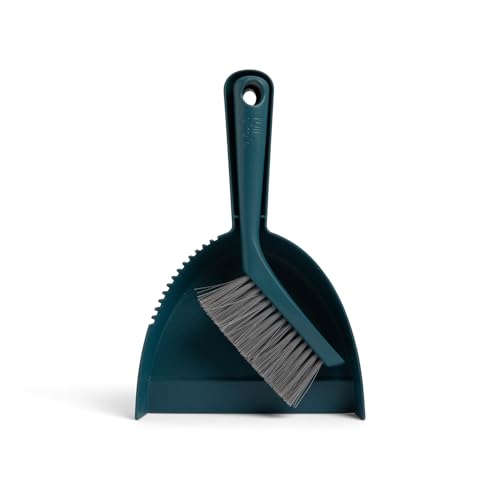Full Circle Clean Ocean Mini Dustpan and Brush Set, Compact Broom for Cleaning Home, Office Desktop, Kitchen, and Car, Sustainably Made 100% from Recycled Ghost Fishing Nets
