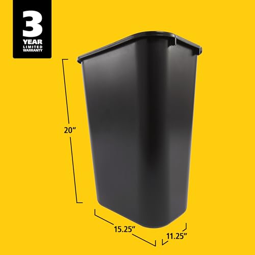 Rubbermaid Commercial Wastebasket Trash Container, 41QT/10.25 GAL, Plastic, Black, Stackable Trash Can for Bedroom/Bathroom/Office, Fits Under Desk/Sink/Cabinet - color: Black, size: 10.25 Gallons