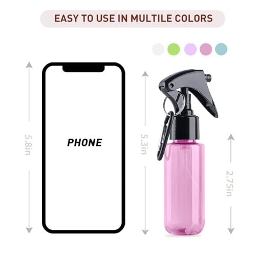 TANSHINE Small Spray Bottle 50ml, Travel Size Mini Mist Water Spray Bottles, Portable Hand Sanitiser Alcohol Fine Spray Bottle, Plastic Refillable Empty Face Mister Spray Bottles with Clip, 2oz/5pcs - color: Colourful2