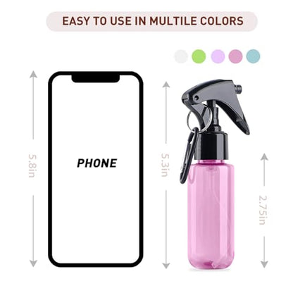 TANSHINE Small Spray Bottle 50ml, Travel Size Mini Mist Water Spray Bottles, Portable Hand Sanitiser Alcohol Fine Spray Bottle, Plastic Refillable Empty Face Mister Spray Bottles with Clip, 2oz/5pcs - color: Colourful2
