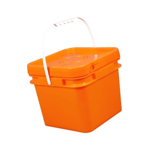 Square Bucket All Purpose Pail Large Capacity Food Storage Container with Handle and Lid for Home Improvement Outdoor Picnics, 8L 23.7x23.7x20.95cm