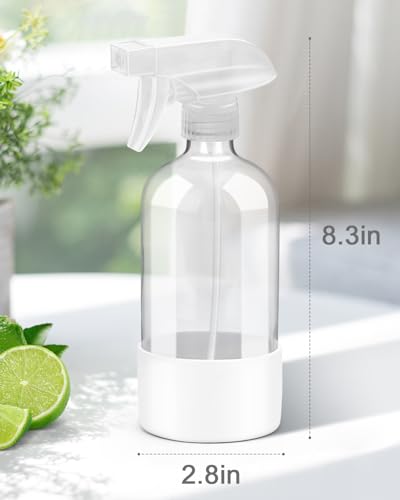 Rionisor Glass Spray Bottles with Silicone Sleeve Protection, Empty 16OZ Reusable Spray Bottles, Refillable Containers with Spray Nozzles for Cleaning Solutions, Plants and Essential Oils 1 Pack White - color: White, style: 1 Pack
