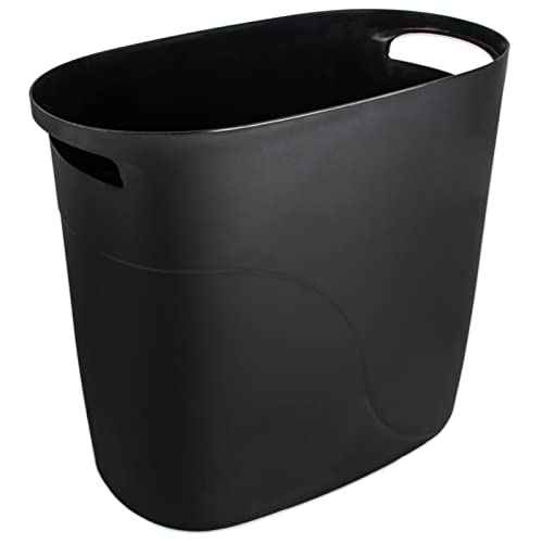 JiatuA Plastic Small Trash Can Slim Waste Basket with Handles 3.2 Gallon Narrow Garbage Container Bin for Bathroom, Bedroom, Kitchen, Home Office Under Desk, Dorm, Laundry Room, Kids Roomm, Black - color: Black, size: 3.2 Gallons