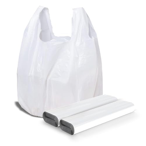 LimonLaviu Plastic Bags - 100Pack (25 mic thickness) (11.5'x 6.5" x 21') with Handles - Small Business & Grocery Bags in Bulk - Heavy Duty, Unscented - size: 100