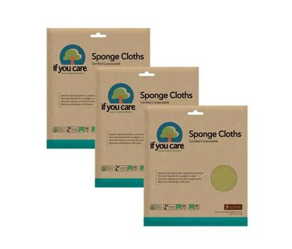 If You Care Sponge Cloths – 5 Count – 100% Natural Cleaning Rags for Kitchen, Bathroom, Home Countertop Surfaces – Absorbent, Reusable, Machine Washable, Compostable (Pack of 3) - size: 3 Pack