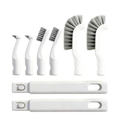 Small Scrub Brush, Hard Bristle Crevice Cleaning Brush Set with 6Pcs Brush Heads & 2Pcs Handles, Multifunctional Grout Scrubber Tools for Kitchen, Bathroom, Sink, Corner, Mug and Blender - style: 8-Pieces Kit