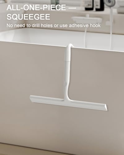 Shower Squeegee for Glass Doors with Hanging Hook, Home & Car Cleaning Tool | Multi-Purpose Silicone Blade Squeegee for Shower Glass/ Door/ Window/ Tile/ Bathroom Cleaning, No-Squeak Streak-Free, 10 IN - size: 10 Inch