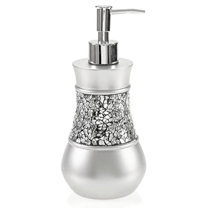 Creative Scents Crackled Glass Silver Hand Soap Dispenser for Bathroom, Decorative Countertop Lotion Dispenser, Elegant Liquid Soap Dispenser with Sturdy Pump for Classic Bathroom Décor - style: Soap Dispenser