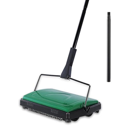 Yocada Carpet Sweeper Cleaner 4 Poles for Home Office Low Carpets Rugs Undercoat Carpets Pet Hair Dust Scraps Paper Small Rubbish Cleaning with a Brush Green