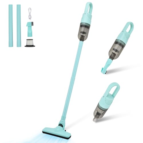 6-in-1 Lightweight Stick Vacuum Cleaner with 100W Powerful Motor, Mini Portable Household Handheld Vacuum Cleaner for Domestic Hard Floors, Carpets and Pet Hair(Green Cordless) - color: Green Cordless