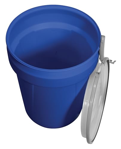 Eagle 30 Gallon Plastic Drum with Lid, Metal Lever-Lock, 28.5"x21.1", Open Head Lab Pack Drum Made of Durable, Lightweight HDPE, Withstands Weather and Chemicals, Made in USA, Blue, 1601MB - color: Blue, size: 30 Gallon, style: Metal Lever-Lock