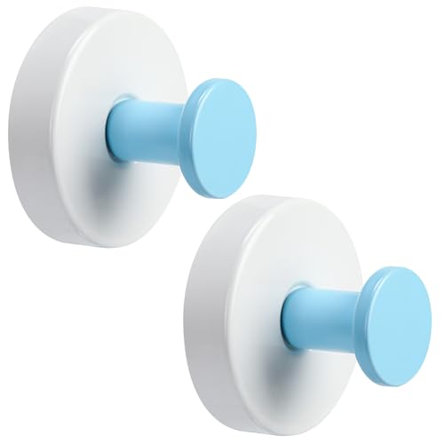 Suction Cup Hooks for Shower No-Drill Bathroom Hooks for Towels, Robes, Loofah Mountable on Bathroom Walls, Kitchen, Glass, Mirrors, Tile and Smooth,Non-Porous Surfaces (2, Klein Blue White) - color: Klein Blue White