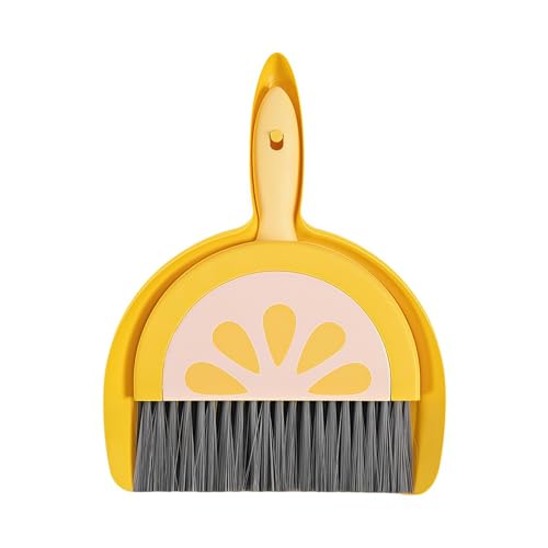 1Pcs Small Broom and Dustpan Set Cute Little Yellow Green Hand Mini Broom and Dustpan Set for Home Sofas Kitchen Countertops Storage Shelves Bathrooms Pet Areas - color: Yellow