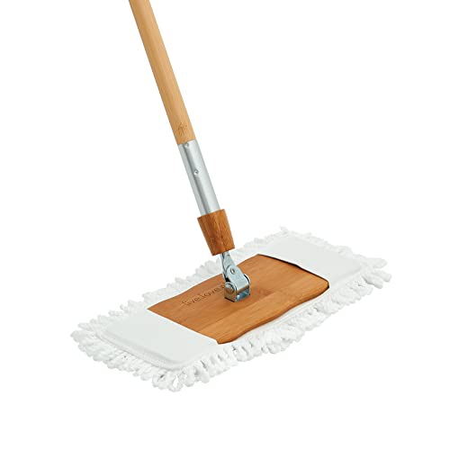 Harper Live.Love.Clean. Bamboo 2-in-1 Smooth Surface Wet/Dry Dust Mop with (2) Washable Wraparound Pads for Cleaning Dust, Pet Hair & Fine Dry Dirt - style: Bamboo Household Wet/Dry Mop