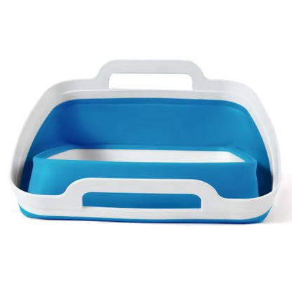 FOSJGO Collapsible Dish Basin with Drain Plug, 2.4 Gal (9L) Space-Saving Foldable Sink, Wash Basin for Kitchen, Baby Bottles, Vegetable Washing, Camping, RV and Party Beverage Tubs (Sky Blue) - color: Sky Blue