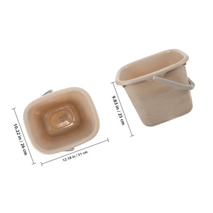 VOSAREA Rectangular Plastic Cleaning Bucket with Handle 11l Small Multipurpose Water Bucket for Household Mopping, Foot Soak, and Laundry Use in Khaki Color