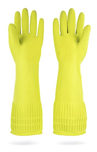 DABOGOSA MAMISON Reusable Household Dishwashing Cleaning Rubber Gloves, Non-Slip Kitchen Glove (1 Pair) - color: Green, size: Large (Pack of 2)