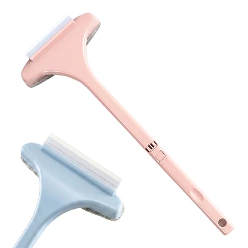 2 in 1 Window Screen Glass Cleaning Tool, 2026 New Window Squeegee with Brush Portable Wet Dry Cleaning Brush, Multi Purpose Cleaning Brush for Patio Door Porch Screens (Pink) - color: Pink