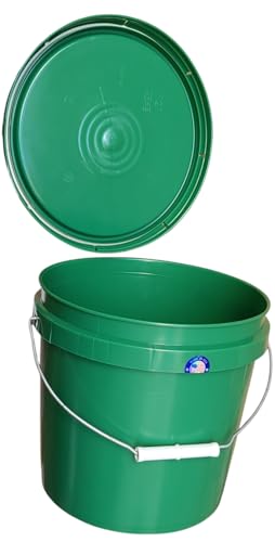 2 Gallon Bucket with Lid & Handle Food Safe BPA Free PolyEthylene Plastic HDPE Leak Proof Seal Heavy Duty Storage Container Pail 75mil Metal Handle Premium Quality Buckets FDA Compliance (Green) - color: Green