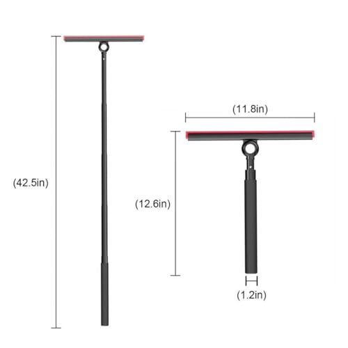 Shower Squeegee for Glass Doors, Window Squeegee for Home,Squeegee with Telescopic Extension Pole,Professional Window Cleaning Tool, Black, for Mirror, Glass, Ceramic Tile
