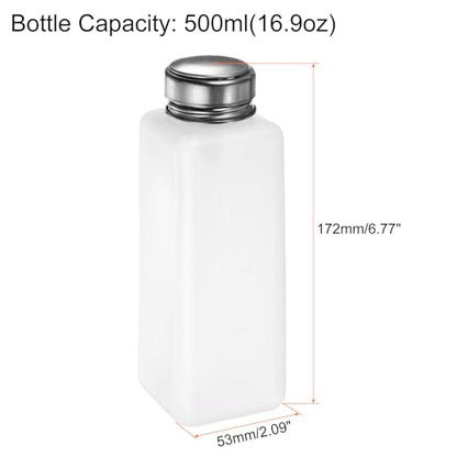 HARFINGTON Solvent Alcohol Dispensers 500ml(16.9oz) Push Down Liquid Dispenser Pump Bottle with Sealing Stainless Steel Lid for Acetone Cleanser Polish Remover, White - color: White, size: 16.9 Ounces