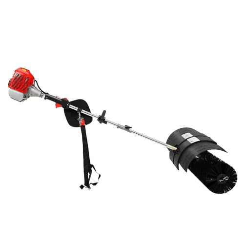 Gas Handheld Sweeper, 2.3HP 52CC Snow Sweeping Broom Power Outdoor Broom Lawn Sweeper w/Manual Puller&Air Filter for Driveway Street Turf Artificial Cleaner Tools Machine - size: 52cc