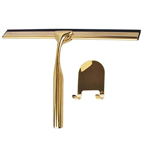 Stainless Steel Glass Window Squeegee with Non-Slip Blade Handle for Bathroom, Mirror, Car Glass and More - Gold