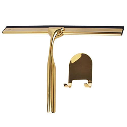 Stainless Steel Glass Window Squeegee with Non-Slip Blade Handle for Bathroom, Mirror, Car Glass and More - Gold