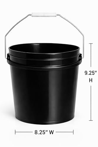 MKS Plastics 2-Gallon Bucket with Airtight Lid – Made in USA, Food Grade BPA Free Plastic, Heavy Duty Multi-Use, Metal Handle with Grip, Stackable Storage – - Black, 1 Pack - color: 2 Gallon - Black, size: 1