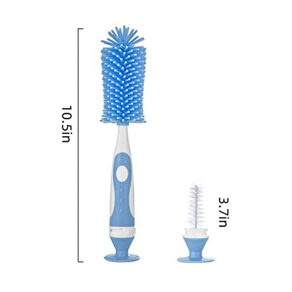 Chemimoso Multifunctional Cleaning Brush, Baby Bottle Brush, Bottle Brush Cleaner, Rotate The Suction Cup to Obtain The Small Bristle Brushes, Set Z, Green, Silicone and Nylon Brush - color: Green 1
