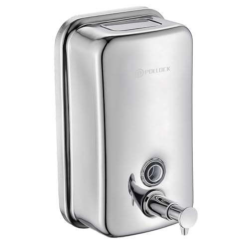 Commercial Soap Dispenser Wall Mounted, 27oz Stainless Steel Hand Soap Dsipenser, Liquid Manual Anti-Leak Pump Soap Dispenser, Rust-Proof Lining Liquid Hand Sanitizer Dispenser for Bathroom - color: Blk-1618-800