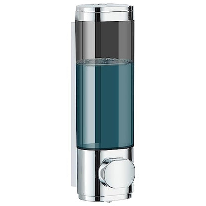 Pollock Shampoo and Conditioner Dispenser Wall Mounted, Shower Soap Dispenser 2 Chamber No Drill, Shampoo Dispenser for Shower, Body Wash Dispenser for Bathroom, Large Capacity, (Silver DG1 Chamber) - color: Silver Dg1 Chamber