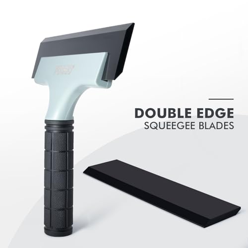 FOSHIO All-Purpose Car Window Squeegee, 2 Pack 8 inch Double Edge Squeegee Blades with Non-Slip Long Handle Car Squeegee for Window Cleaning, Windshield, Tile, Mirror, Shower Squeegee for Shower Doors