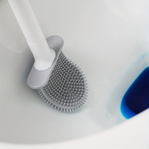 Toilet Brush Leak Proof Soft Bristle Wall Mounted, No Dead Angles Design for Bathroom Cleaning, Family Use, White - color: White
