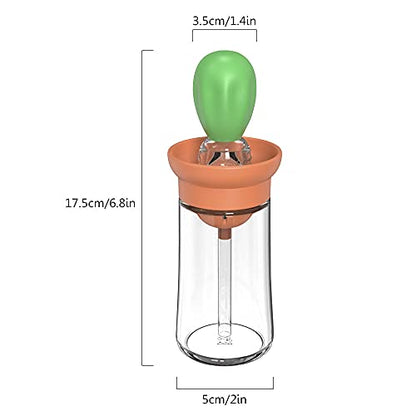 Oil Dispenser with Brush - Glass Olive Oil Dispenser for Kitchen, 2 IN 1 Oil Dispenser Bottle with Silicone Basting Brush for Cooking Vinegar Sauce BBQ Grill Frying, T-OB21, Green - color: Green