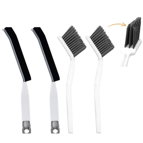 Crevice Brushes for Cleaning, Gap Cleaning Brush with Long Stiff V-Shaped Bristles Household Use for Bathroom/Tiles/Kitchen（4pcs）