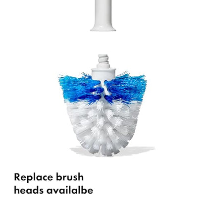 OXO Good Grips Toilet Brush & Plunger Set | Two Bathroom Essentials in one Space-Saving Canister | Toilet Bowl Cleaner and Plunger with Holder, Perfect for Small bathrooms