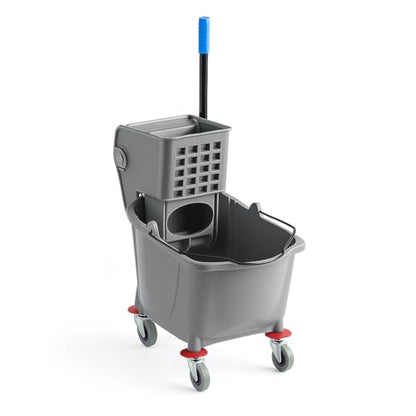 Gray 35-Quart Commercial Mop Bucket with Side-Press Wringer – Heavy-Duty Cleaning System for Restaurants, Hotels, Schools, Offices, and Industrial Floor Maintenance - color: Gray