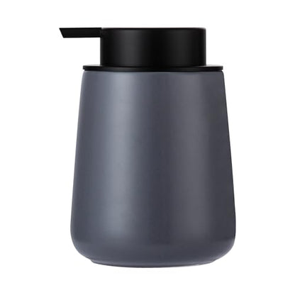 Enra Grey Soap Dispenser,12 oz Ceramic Hand Lotion Dispenser, Refillable Dish Soap Dispenser,Modern Liquid Soap Dispenser for Bathroom,Kitchen with Easy-to-Press Pump (Liquid-Gray) - color: Liquid-grey