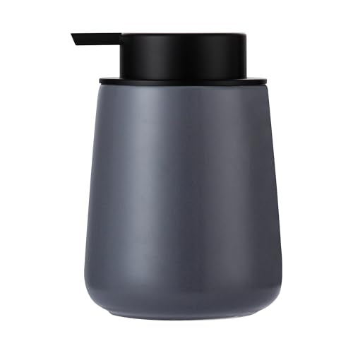 Enra Grey Soap Dispenser,12 oz Ceramic Hand Lotion Dispenser, Refillable Dish Soap Dispenser,Modern Liquid Soap Dispenser for Bathroom,Kitchen with Easy-to-Press Pump (Liquid-Gray) - color: Liquid-grey