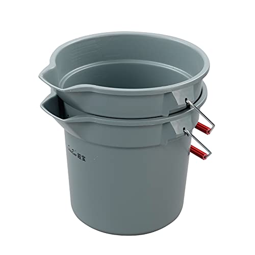 Ramddy 4 Packs 14 Quart Commercial Cleaning Bucket Pail, Heavy Duty Round Utility Pail, Gray
