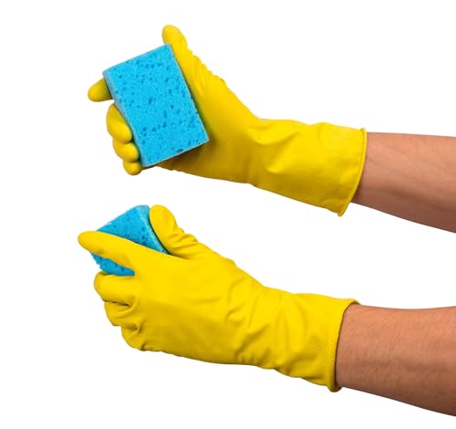 SteadMax 1 Pair Cleaning Gloves, Reusable Natural Rubber Dish Gloves, Latex Non-Slip Gloves for Kitchen, Household - size: Medium