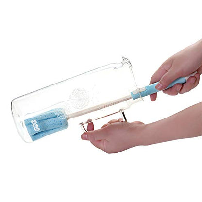 3 Pcs Bottles Dishwashing Foam Sponge Brush with Adjustable Long Handle For Coffee Glasses Pot Milk Cup Mugs Wine Bottle Baby Bottles Kitchen Clean(Color Random)