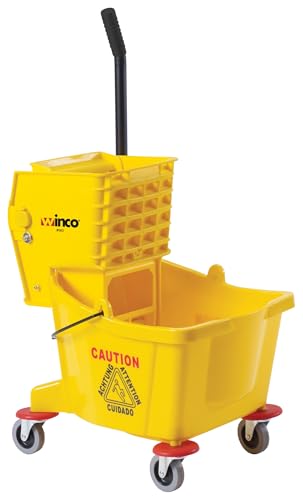 Winco Commercial Mop Bucket on Wheels, 26 Quart, Yellow - color: Yellow, size: 26 Quart
