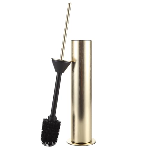 BGL Toilet Brush with Holder Set Brushed Gold Aluminium Standing for Bathroom Toilet Bowl Cleaner Brush and Holder Set, Round Design - color: Brushed Gold-standing